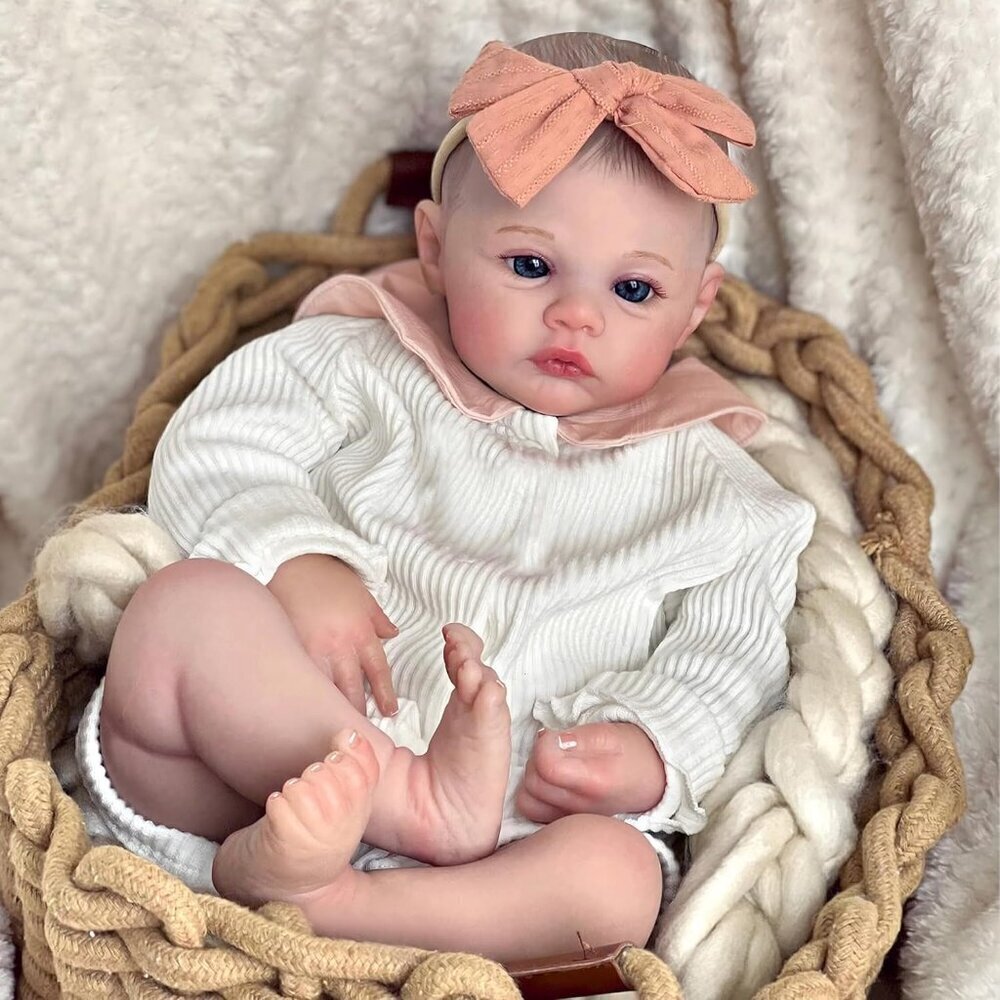 🆕18inch Soft Cloth Body Newborn Baby Poseable Limbs Meadow-White Baby Girl